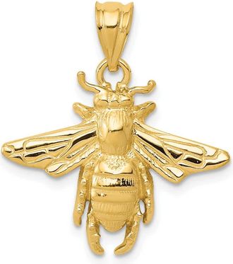 Diamond2Deal 14k Yellow Gold Solid Open-Backed Bee Pendant