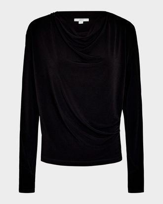 Vince Matte Jersey Cowl-Neck Blouse
