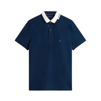 Tommy Hilfiger Tops, Heren, Blauw, XS, Katoen, Regular Fit Collar Embroidery Polo
