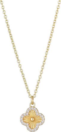 Adornia Adornia 14K Plated Cz Button Clover Halo Necklace