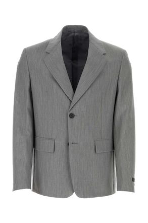 Prada Melange Grijze Wolmix Blazer