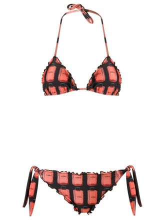 Amir Slama ruffled triangle bikini set - Nero