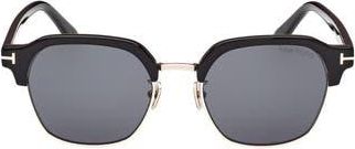 Tom Ford 54mm Browline Sunglasses in Shiny Black /Smoke at Nordstrom Rack