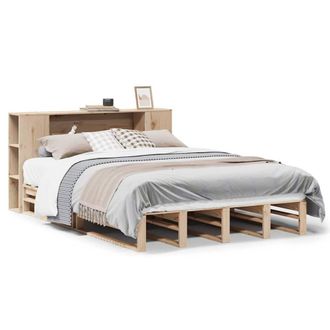 Berkfield Home Bookcase Bed without Mattress 135x190 cm Double Solid Wood in Light Brown