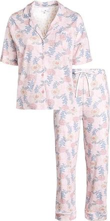 Karen Neuburger Plus Size Rose Gardens Notch Collar Girlfriend Pajama Set Womens Pajama Sets Floral Chrysanthemum : 3X (Womens 24W-26W)