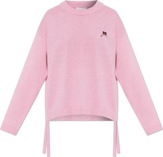 Ganni Turtleneck met trekkoorden aan de zijkant - Dames - Ronde hals truien - Roze - L - Wol - Truien & Vesten