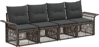 vidaXL Conjunto De Sof&aacute;s De Jard&iacute;n 4 Uds. Gris Rat&aacute;n Sint&eacute;tico Vidaxl