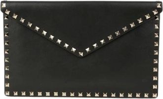 Valentino Pre-owned Clutches, female, Black, Size: ONE SIZE Pre-owned Rockstud Envelope Clutch