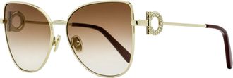 Ferragamo Ferragamo Womens Crystal Gancini Sunglasses SF296SR 703 Gold/Maroon 60mm