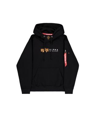 Alpha Industries Hoodie ALPHA INDUSTRIES Alpha Label Hoodie, Herren, Gr. M, schwarz, Obermaterial: 80% Baumwolle, 20% Polyester, regular fit, Sweatshirts Hoodie