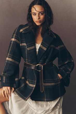 Barbour Tara Wool Blend Plaid Coat Jacket