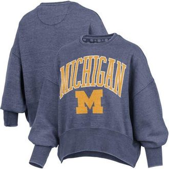 Pressbox Womens Pressbox Navy Michigan Wolverines Oversized Waist-Length Crewneck Sweatshirt at Nordstrom, Size Xx-Large