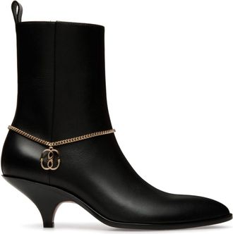 Bally Leah 55mm leather boots - women - Calf Leather/Leather/Leather - 36.5 - Black