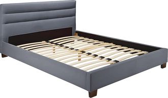 Vente-Unique Cama 180 x 200 cm - Tela - Gris - FAUSTIN