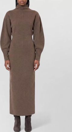 Max Mara cashmere wool stand collar long sleeve maxi knitted dress