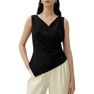 LilySilk Womens &Eacute;lise V-Neck Silk Top in Black at Nordstrom, Size X-Large