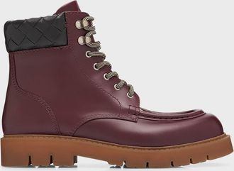 Bottega Veneta Mens Haddock Leather Lace-Up Boots