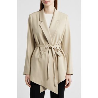 BOSS Joscara Belted Wool Blend Jacket in Pumice at Nordstrom, Size 16