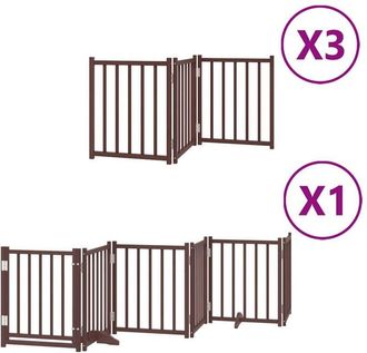 vidaXL Puerta de perros plegable 15 paneles madera álamo marrón 750 cm vidaXL