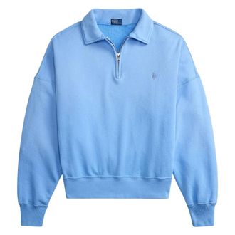 Polo Ralph Lauren Knit Half Zip Sweatshirt - female - Polo Ralph Lauren - Zip-throughs - Blue - XS - Sweatshirts & Hoodies
