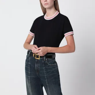 Versace T-shirt nera in stretch jersey di cotone