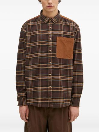 Barbour checked corduroy-panel shirt - men - Cotton - L - Brown