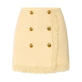 Elisabetta Franchi Short Skirts, female, Yellow, Size: XS Boucl&eacute; Fringed Button Mini Skirt