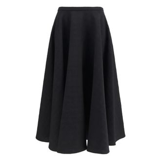 Lardini Falda midi con volantes en lana virgen - Skirts - Mujer - Negro - M