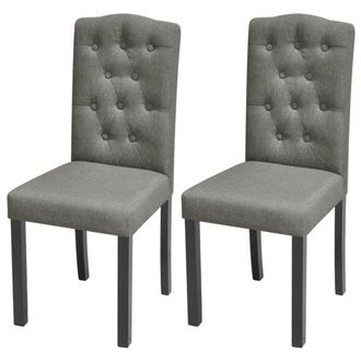 vidaXL Sillas De Comedor 2 Unidades Tela Gris Vidaxl
