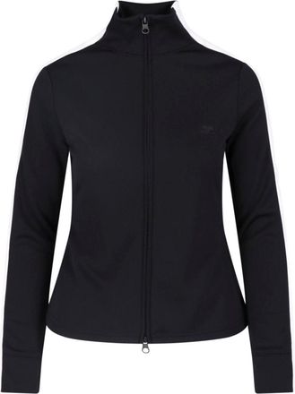Courr&egrave;ges Black High Collar Zip Fabric Sweatshirt