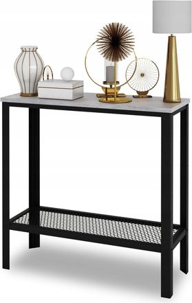OEM Consola Atornillada Con Estante De Malla Para Pasillo Tipo Loft, Color Negro Y Hormig&oacute;n Claro
