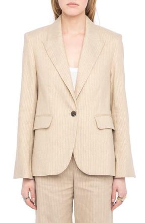 Zadig&Voltaire Vavy Tailleur Pinstripe Blazer in Cookie at Nordstrom, Size 10 Us
