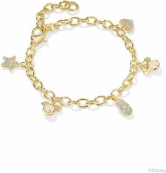 Kendra Scott Womens Mickey Minnie Charm Bracelet In Gold Iridescent White Mix