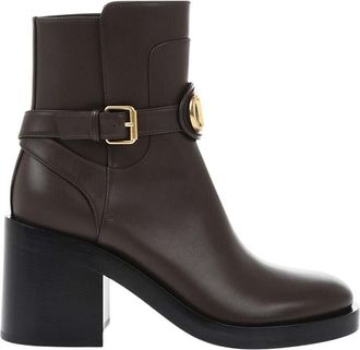 Valentino Garavani Maroon Leather Ankle Boots