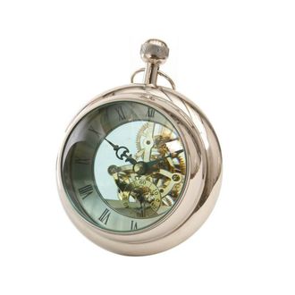 The Libra Company Large Paperweight Clock - Aluminum/Glass - L13 x W15 x H15 cm in Silver
