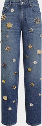 Dolce & Gabbana Adon Tavex Embellished Straight-Leg Jeans