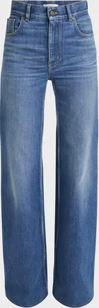 Chlo&eacute; Rigid Denim Wide-Leg Pants