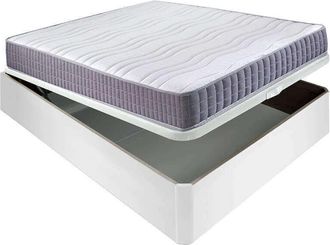 Colchones Aznar Colch&oacute;n Visco Line 19 Cm Firmeza Alta Suavidad Y Econ&oacute;mico + Canap&eacute; Abatible Madera 3d Transpirable Altura 34 Cm Blanco - 135x182 Cm