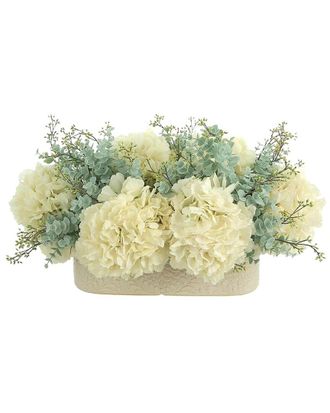 Creative Displays Inc. Hydrangea And Eucalyptus Arrangement In Cream Ceramic Oblong Vase
