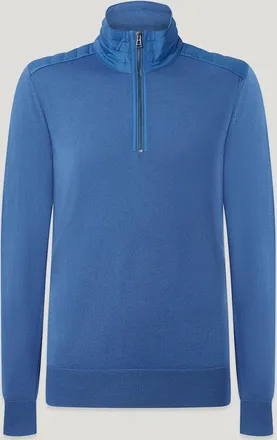 Belstaff Maglione Con Cerniera A Un Quarto Kilmington Uomo Merino Wool Blu Marino 2xl