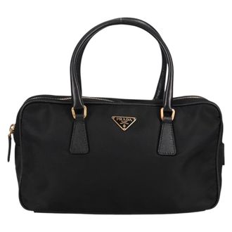 Prada Bauletto Bag Tessuto Black Nylon Handbag (Pre-Owned)