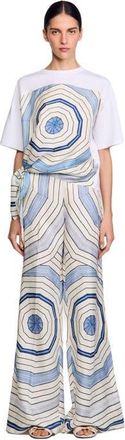 Sandro Spiral print T-shirt in Sky Blue at Nordstrom, Size Large