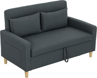 HOMCOM Homcom - Divano Moderno con Spazio Portaoggetti, Tasche Laterali e Cuscini Grigio