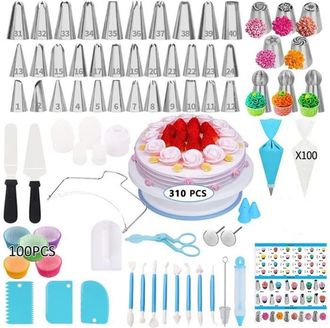 OEM Kit De Reposter&iacute;a De 310 Piezas Con Plato Giratorio Para Pasteles, Herramientas Y Utensilios Para Decorar, Glaseado, Decoraci&oacute;n, Mangas Pasteleras Y B