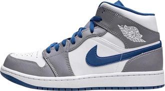 Nike Jordan 1 Mid Cement True Blue - Heren - Fitnessschoenen - Veelkleurig - 46 EU - Leer - Fitness