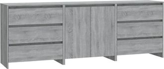 vidaXL Aparador De 3 Piezas Madera Manufacturada Gris Sonoma Vidaxl