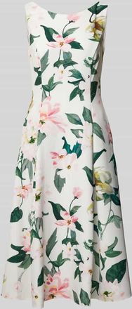 Vera Mont Knielanges Cocktailkleid mit Rundhalsausschnitt in Offwhite, Gr&ouml;&szlig;e 42