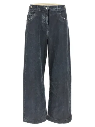 デニム・ジーパン THE ATTICO SS25 Baggy jeans (250WCP00190 184) Buy The Attico double-waistband baggy jeans (250WCP00190