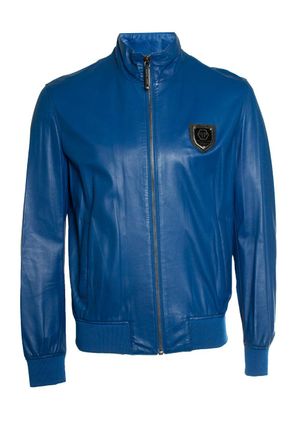 Philipp Plein Philipp Plein, blue leather jacket
