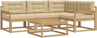 vidaXL Conjunto De Sof&aacute;s De Exterior 5 Uds. Y Beige Poli&eacute;ster Vidaxl
